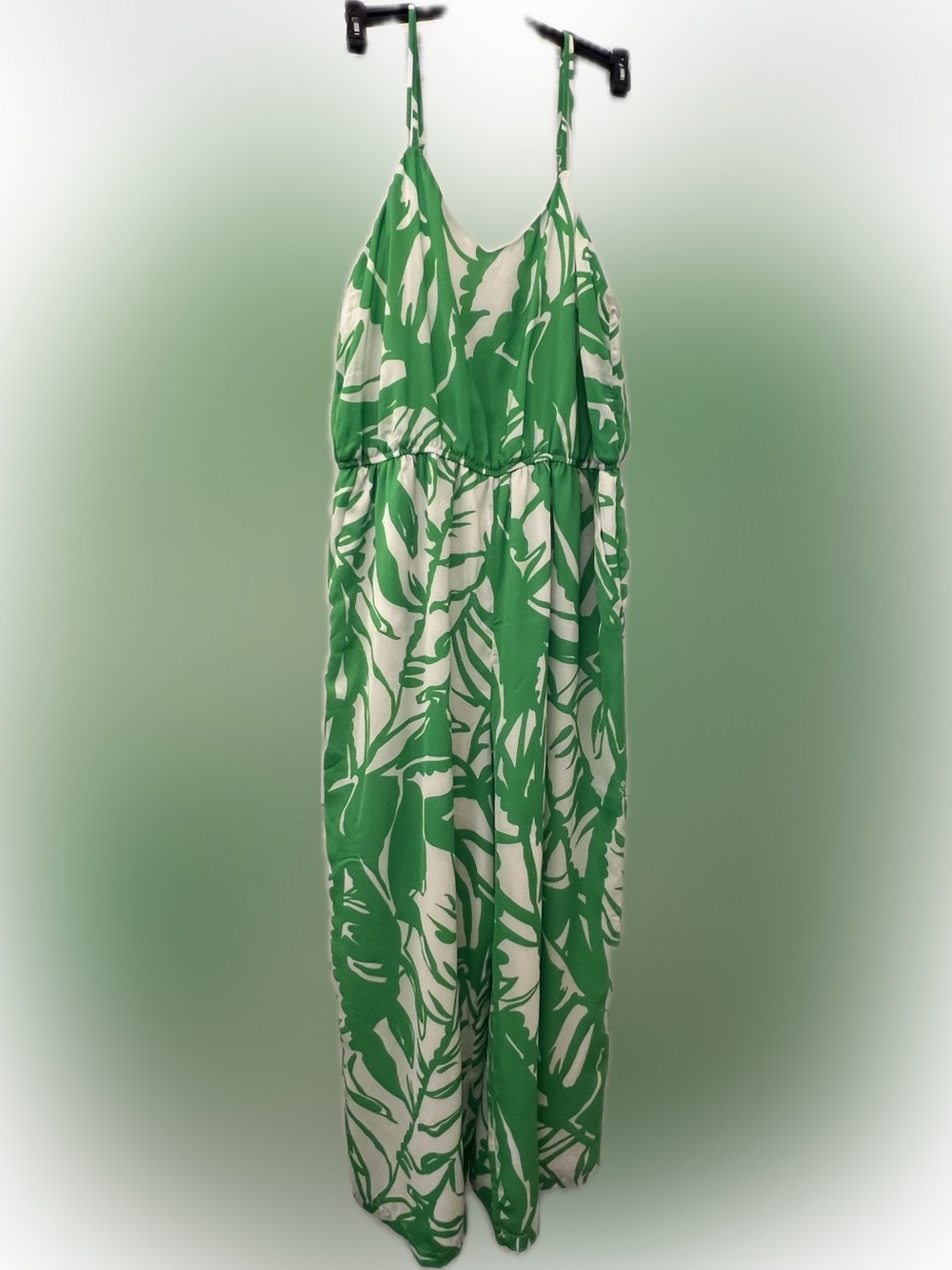 Lilly Pulitzer Green and White Tropical Print Jumpsuit